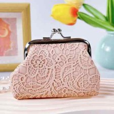 Portamonete vintage da donna rosa in pizzo