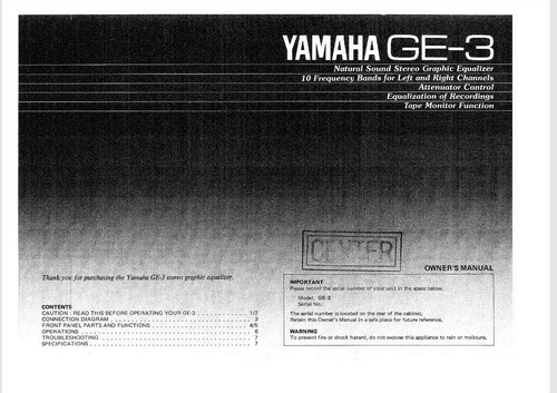 Yamaha equalizzatore - yamaha, ge-3