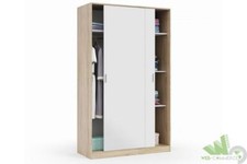 ARMADIO CAMERA DA LETTO 2 ANTE SCORREVOLI 120X50X200H CM ROVERE/BIANCO IN KIT