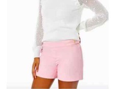 NUOVO pantaloncino elasticizzato Lilly Pulitzer Alessi taglia 14 rosa fiori vita alta Barbiecore