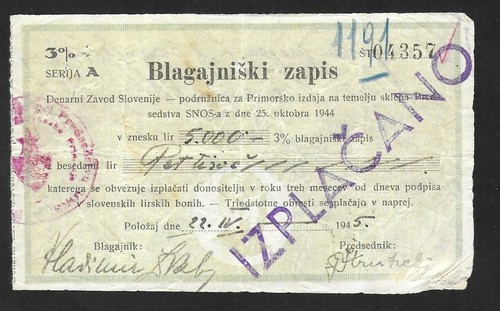 Yugoslavia 000 lire 1944 - yugoslavia,