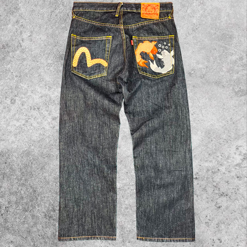 Evisu jeans koi pesce ricamato - jeans,