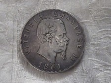 REGNO D ' ITALIA VITTORIO EMANUELE II 5 LIRE 1861 TORINO RARA 2