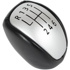 POMELLO LEVA DEL CAMBIO 6+R PELLE NERO-ARGENTO PER RENAULT LAGUNA III 2007-2015