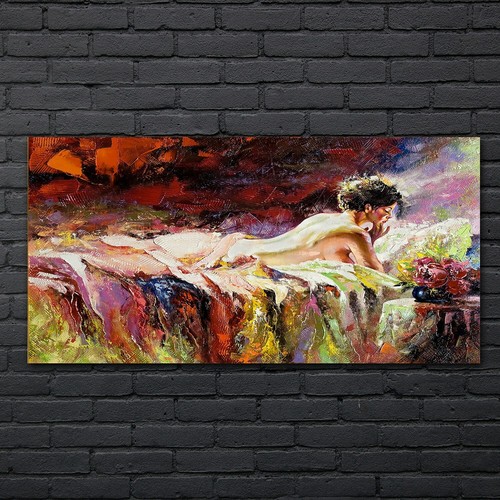 Dipinto olio letto donne nude