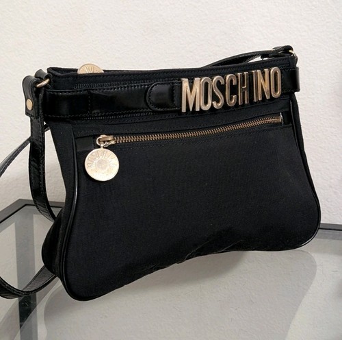 Moschino black gold crossbody - gold,
