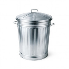 Bidone per Rifiuti in Metallo Zincato, Misura 30X30X35 Cm, Pattumiera Con Coperc