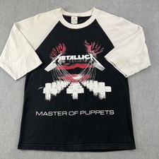 Vintage Metallica Master Of Puppets Jersey T-Shirt Size M Y2K Pro Club Paper Tag
