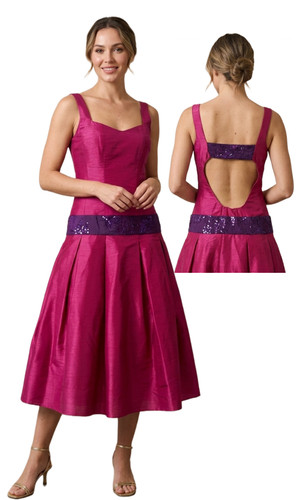 Elegante abito midi stile - , seta