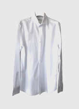 Camicia bianca uomo maniche lunghe bottoni per gemelli.