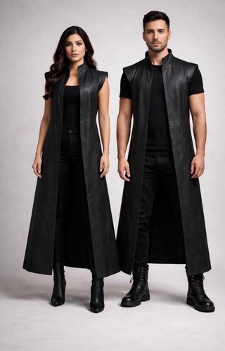 Gilet lungo pelle - lungo, in