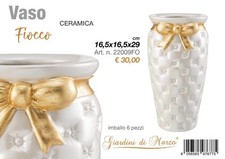L.FIOCCO VASO FIOCCO PERLATO E FOGLIA ORO ART.22009FO