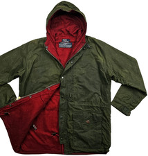 HOT VINTAGE USA Uomo POLO RALPH LAUREN CAMPEGGIO PARKA CAPPUCCIO FODERATO OLIVA CERATO Giacca L