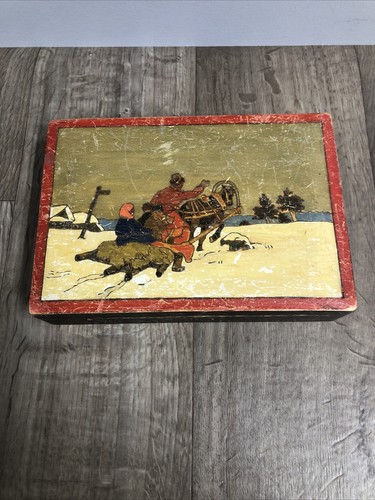 Antica scatola legno con - in,