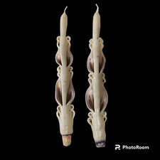 CANDELA IN CERA COPPIA DI CANDELE VINTAGE DECORATE ANNI 70