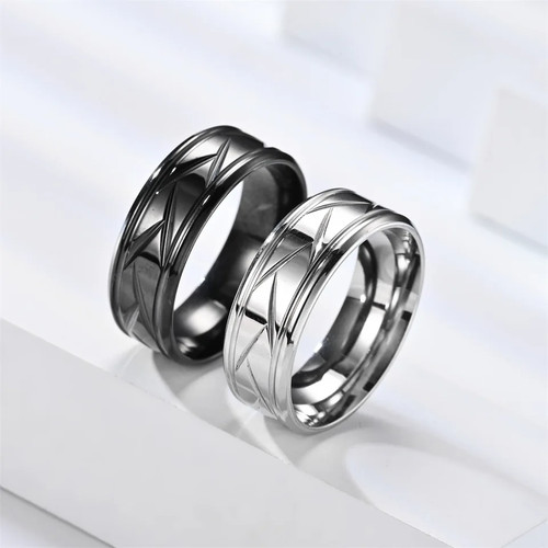 Anello acciaio inox nero - anello,