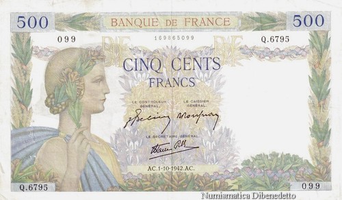 Francia 500 franchi - francia, 1942