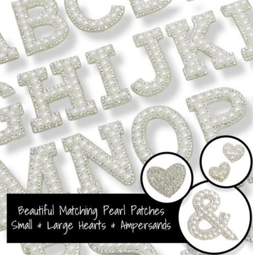 Toppe cuori lettere strass - toppe, e