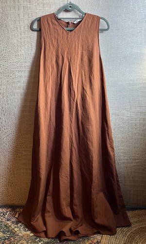 Maxi abito lino zara marrone - maxi,