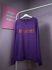 Felpa Dsquared2 viola cotone girocollo grande logo taglia XL raglan