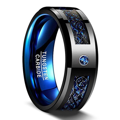 Anello tungsteno nero - nero, 8