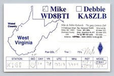 Ham Radio QSL WD8BTI West Virginia USA 1998 Kenwood Rig Contatto