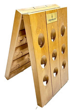 PORTA BOTTIGLIA VINO SCAFFALE PUPITRE IN LEGNO FERRARI FRANCIACORTA SPUMANTE