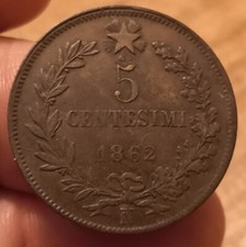 Moneta 5 Centesimi 1862, Vittorio Emanuele II, Rif. 7448
