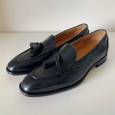 Mocassini uomo Ralph Lauren etichetta viola Luther nappa pelle di vitello nera 11 D