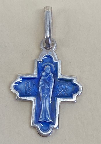 Ciondolo croce smalto - , blu