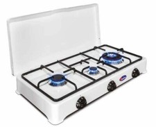 Fornello a gas 3 fuochi DOPPIA CORONA 3,5 Kw Metano / Gpl Portatile Smaltato Ita