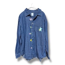 camicia in denim ricamata