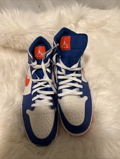 NIKE AIR JORDAN 1 MID GAME ROYAL BLUE-RUSH ARANCIONE "KNICKS" TAGLIA 18