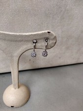 ORECCHINI IN ORO BIANCO 750/18 KT A FIORE CON ZIRCONI  BIANCHI,  g. 2,10