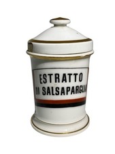 Antico barattolo porcellana farmacia ottocento Ginori Estratto di salsapariglia