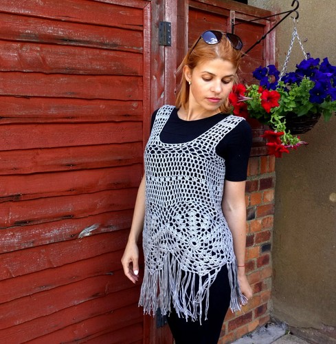 Top grigio bohemien