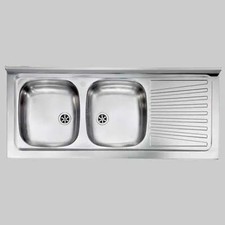 Lavello inox 2 vasche appoggio