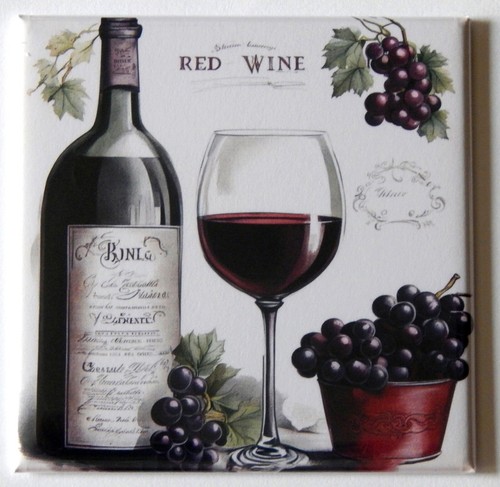Red wine fridge magnet - red,