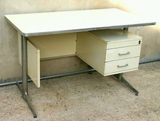 ECCEZIONALE SCRIVANIA METALLICA DA UFFICIO ANNI 50 / 60 CON CASSETTI