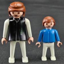 Figurine Geobra Playmobil vintage 1974 donna bianco/nero e ragazzo blu/bianco 1981