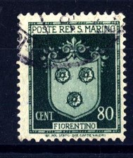 SAN MARINO - SAN MARINO - 1945-1946 - Stemmi dei castelli - 80 c verde - Fiorent