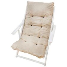 POLTRONA RELAX LEGNO BIANCO COMODONA LEGNO 3 POSIZIONI CON CUSCINO ECRU