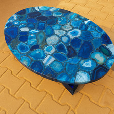 91.4cm x 61cm Blu Agata Sassi Caffè Divano Table Top Handmade Arredo Casa
