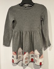 Abito Mayoral Home Sweet Home bambina taglia 8 grigio manica lunga case applicazioni morbido