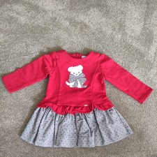 Vestito Mayoral Neonati Rosso/Grigio Taglia 12 Mesi 80cm con Motivo Teddy Ottime Condizioni