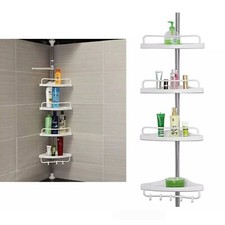 Scaffale Angolare Telescopico 4 Mensole 210948 Portaoggetti Per Bagno e Doccia