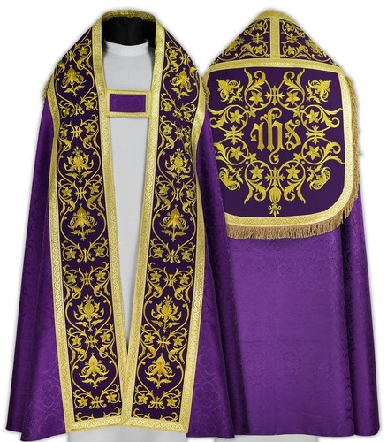 Piviale romano viola con stola - piviale,