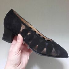 Scarpe donna decolte vintage nere pelle nera scamosciata retina anni 50 60 70 ca