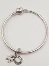 Bracciale argento s925 Ale Rigido Charm Quadrifoglio Portafortuna  Pandora 