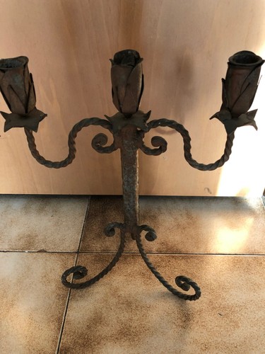 Antico candelabro ferro - in,